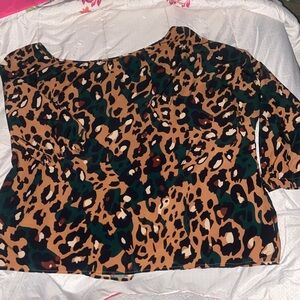 CURVY PLUS TEAL LEOPARD PRINT BLOUSE Shein Curve